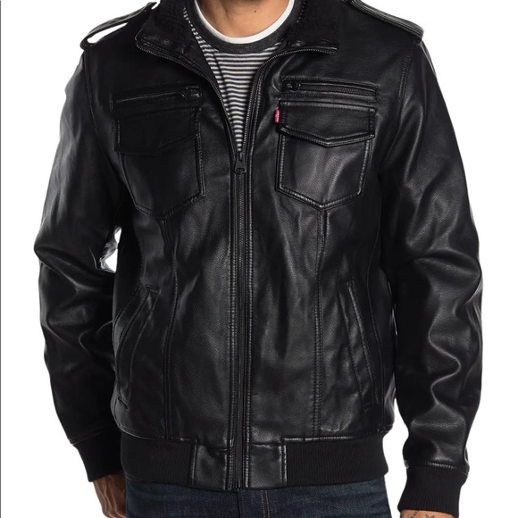 levi's faux leather & faux shearling bomber jacket - Picture 3 of 6